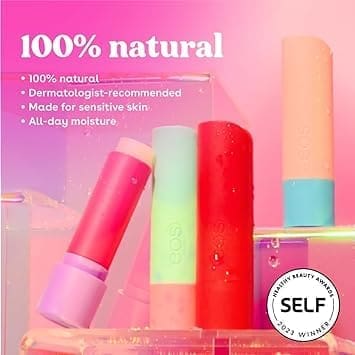 EOS 100% Natural Lip Balm - Watermelon Frosé, Dermatologist Recommended for Sensitive Skin, All-Day Moisture Lip Care, 0.14 oz