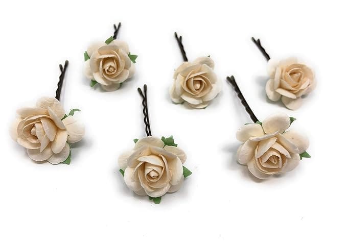 Daddasprincess Flower Hair Pins (Ivory)