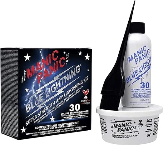 MANIC PANIC Blue Lightning Hair Bleach Kit - 30 Volume Developer + Bleach Powder Hair Lightener