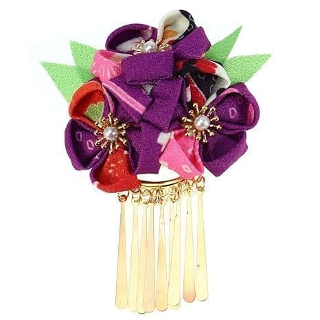 Amosfun Japanese Hairpin Kimono Flower Hair Clip (Purple) 